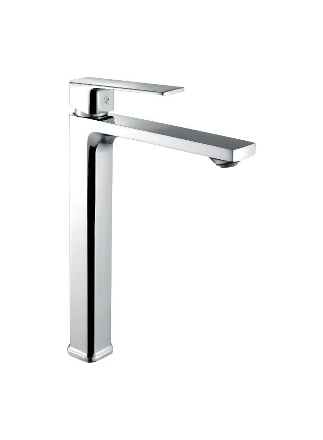 Eurospring Modern Square High-Rise Basin Mixer Tap with Rectangular Spout - Solid Brass Chrome